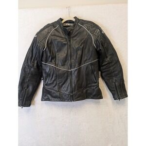 Joe Rocket Girl Racing Womens Black Leather Motorcycle Jacket M